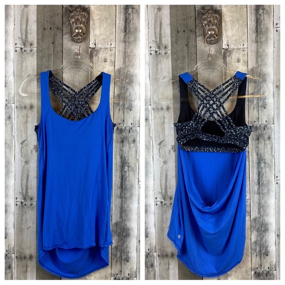 Lululemon Wild Tank in Pipe Dream Blue / Digi Pixie Caspian Blue Black Size 8. - Picture 9 of 15